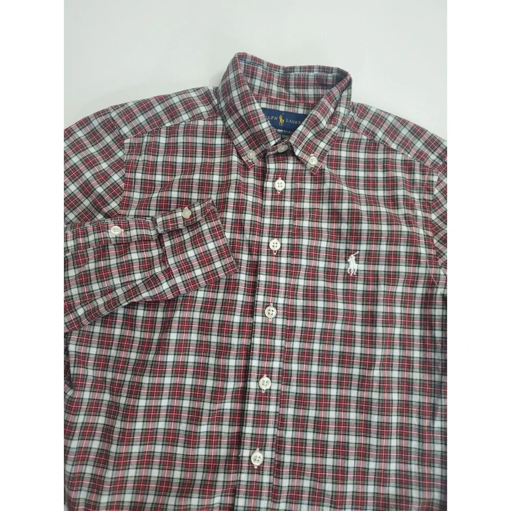 Ralph Lauren Boy's Short Sleeve Button Casual Plaid Natural Fit Shirt, S (8)